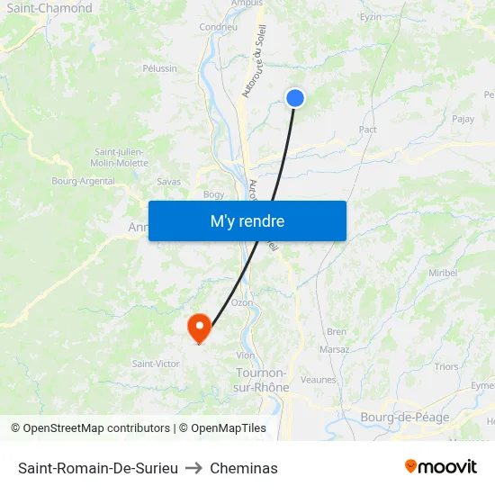 Saint-Romain-De-Surieu to Cheminas map