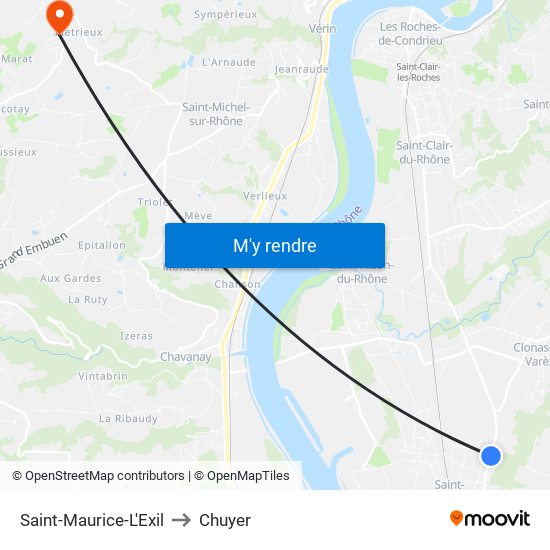 Saint-Maurice-L'Exil to Chuyer map