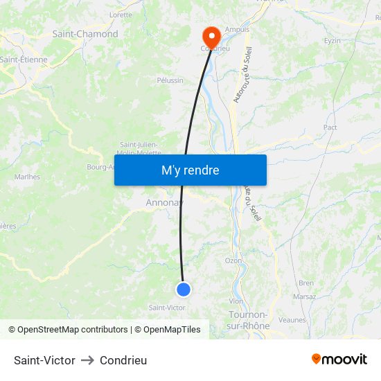 Saint-Victor to Condrieu map