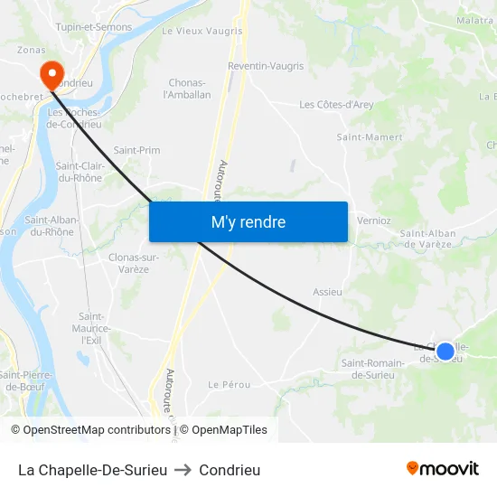 La Chapelle-De-Surieu to Condrieu map