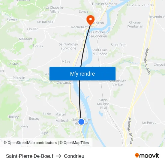 Saint-Pierre-De-Bœuf to Condrieu map