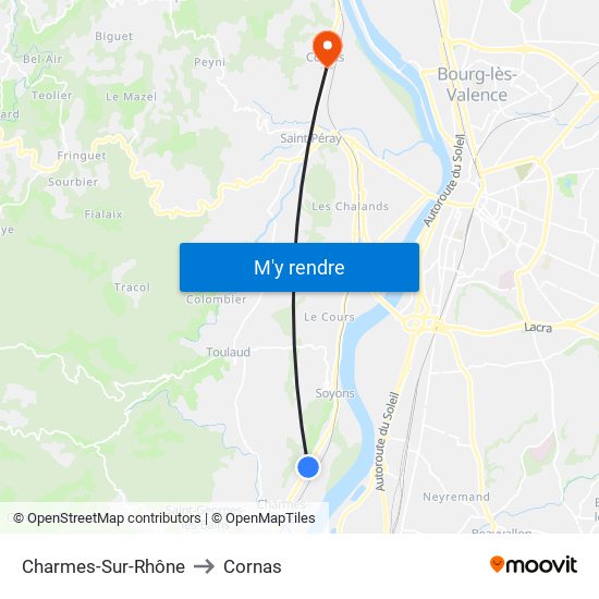 Charmes-Sur-Rhône to Cornas map