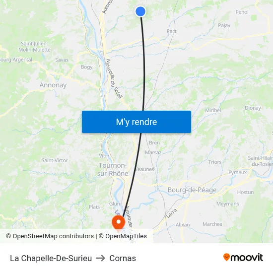 La Chapelle-De-Surieu to Cornas map