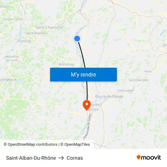 Saint-Alban-Du-Rhône to Cornas map