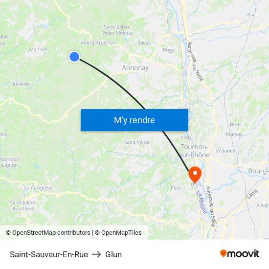 Saint-Sauveur-En-Rue to Glun map