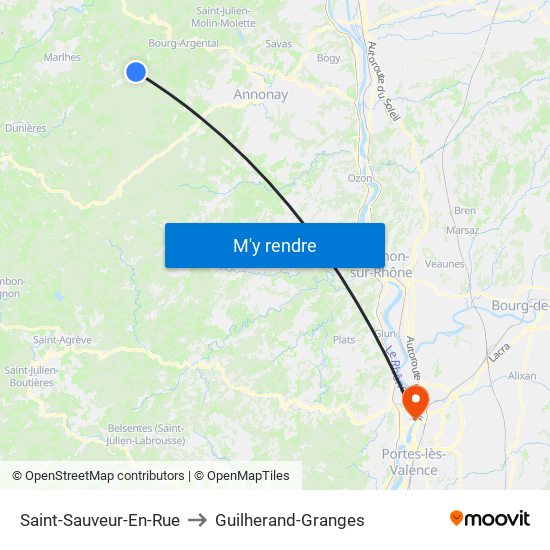 Saint-Sauveur-En-Rue to Guilherand-Granges map