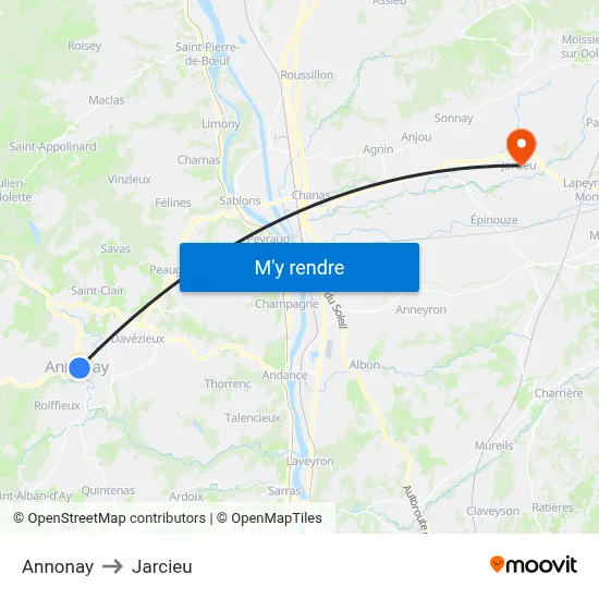 Annonay to Jarcieu map