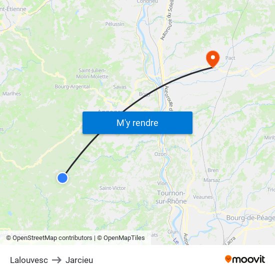 Lalouvesc to Jarcieu map