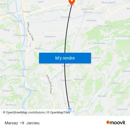 Marsaz to Jarcieu map