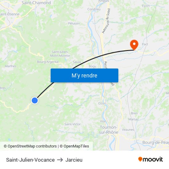 Saint-Julien-Vocance to Jarcieu map