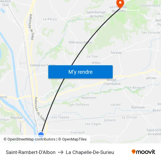 Saint-Rambert-D'Albon to La Chapelle-De-Surieu map