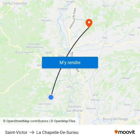 Saint-Victor to La Chapelle-De-Surieu map