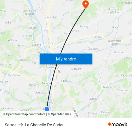 Sarras to La Chapelle-De-Surieu map