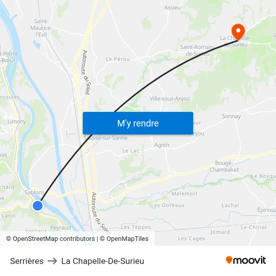 Serrières to La Chapelle-De-Surieu map