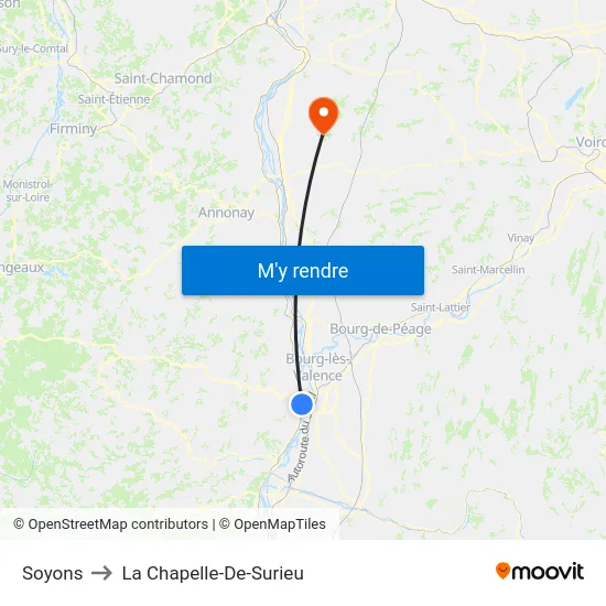 Soyons to La Chapelle-De-Surieu map