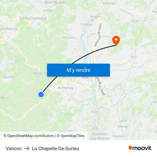 Vanosc to La Chapelle-De-Surieu map