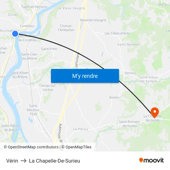 Vérin to La Chapelle-De-Surieu map