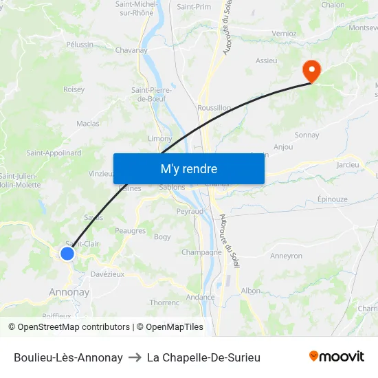 Boulieu-Lès-Annonay to La Chapelle-De-Surieu map