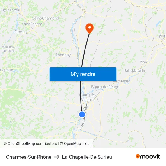 Charmes-Sur-Rhône to La Chapelle-De-Surieu map