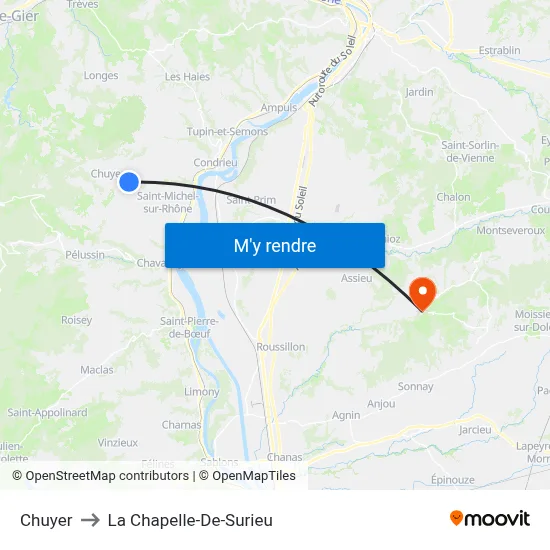 Chuyer to La Chapelle-De-Surieu map