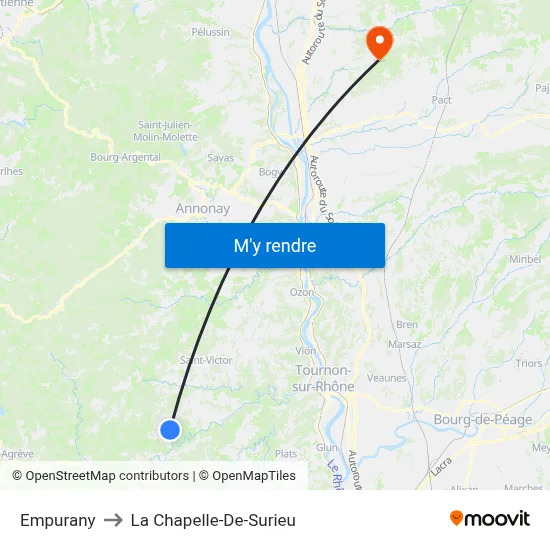 Empurany to La Chapelle-De-Surieu map