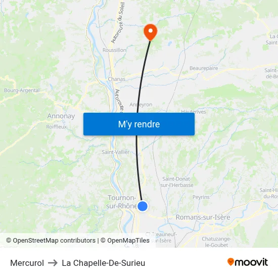 Mercurol to La Chapelle-De-Surieu map