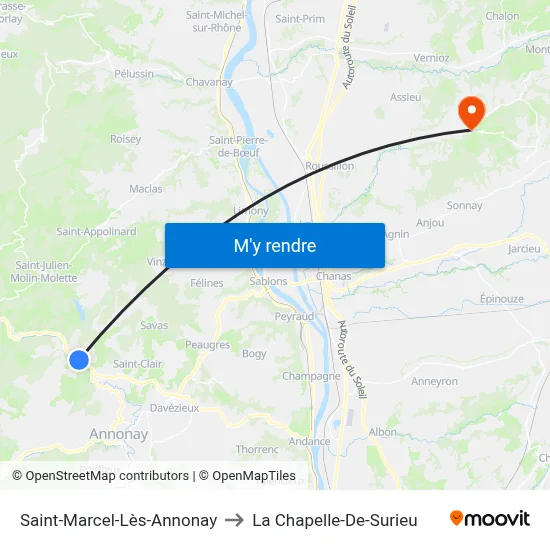 Saint-Marcel-Lès-Annonay to La Chapelle-De-Surieu map