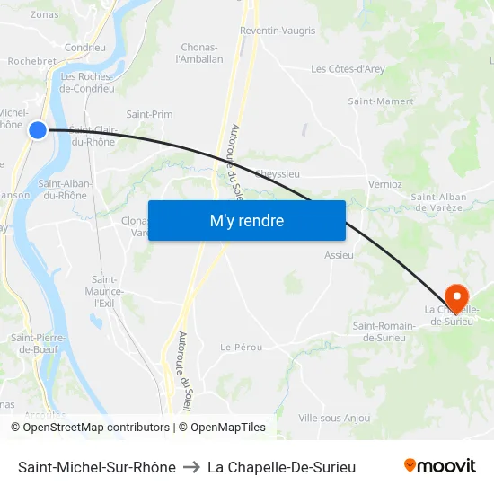 Saint-Michel-Sur-Rhône to La Chapelle-De-Surieu map