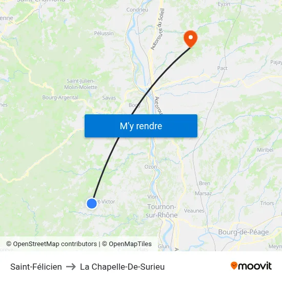 Saint-Félicien to La Chapelle-De-Surieu map