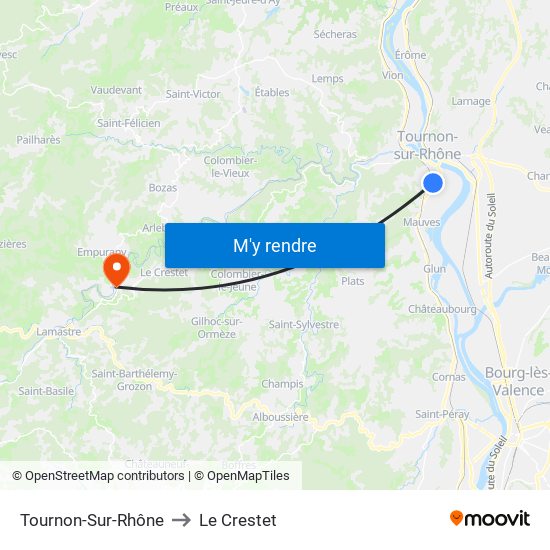 Tournon-Sur-Rhône to Le Crestet map