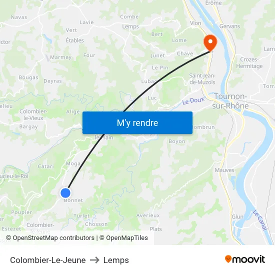Colombier-Le-Jeune to Lemps map