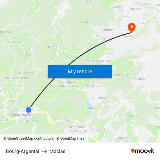 Bourg-Argental to Maclas map