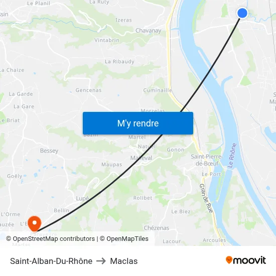 Saint-Alban-Du-Rhône to Maclas map