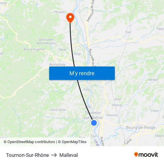 Tournon-Sur-Rhône to Malleval map
