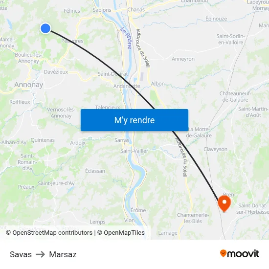 Savas to Marsaz map