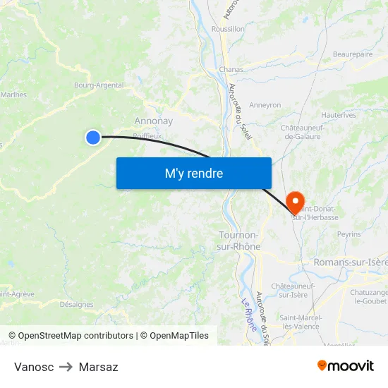 Vanosc to Marsaz map