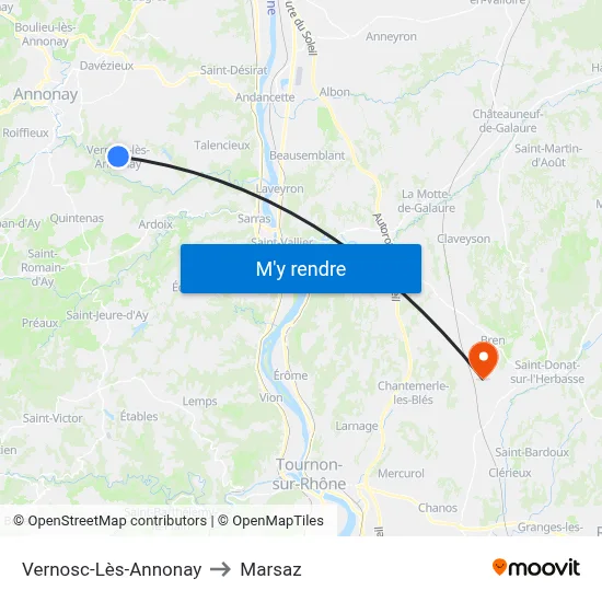 Vernosc-Lès-Annonay to Marsaz map