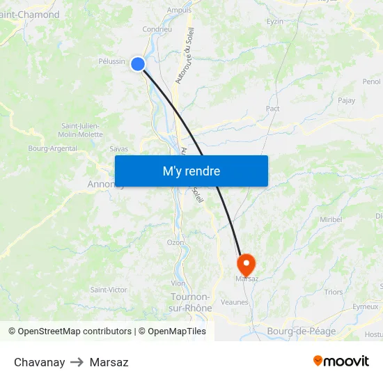 Chavanay to Marsaz map