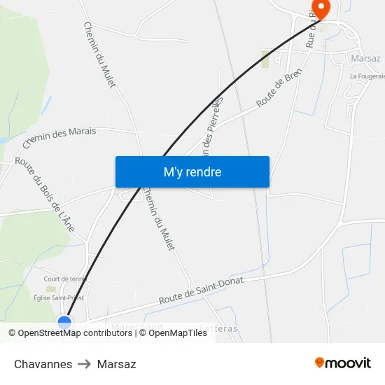Chavannes to Marsaz map