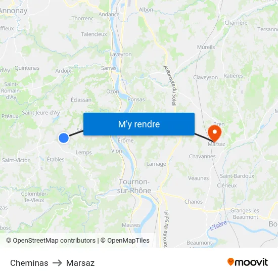 Cheminas to Marsaz map