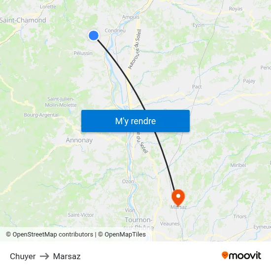 Chuyer to Marsaz map