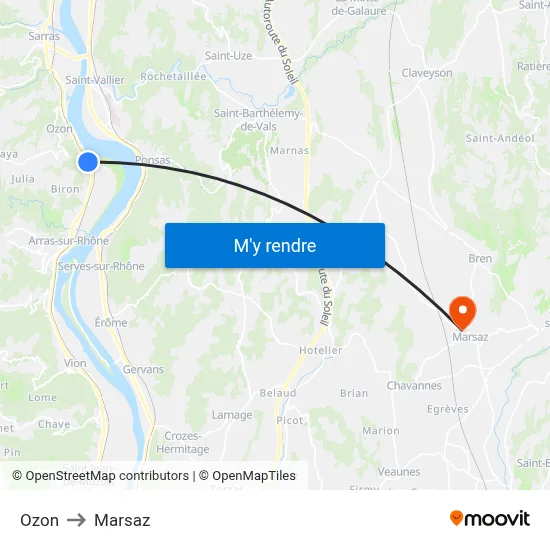 Ozon to Marsaz map