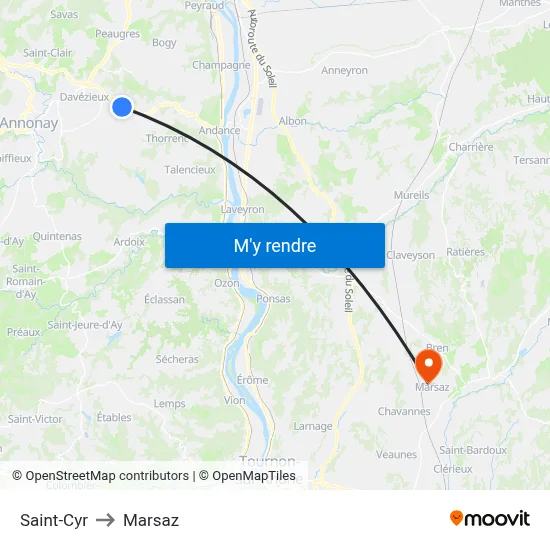 Saint-Cyr to Marsaz map