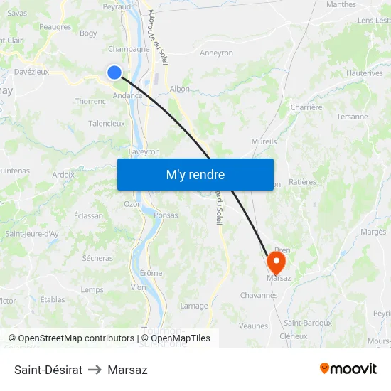Saint-Désirat to Marsaz map