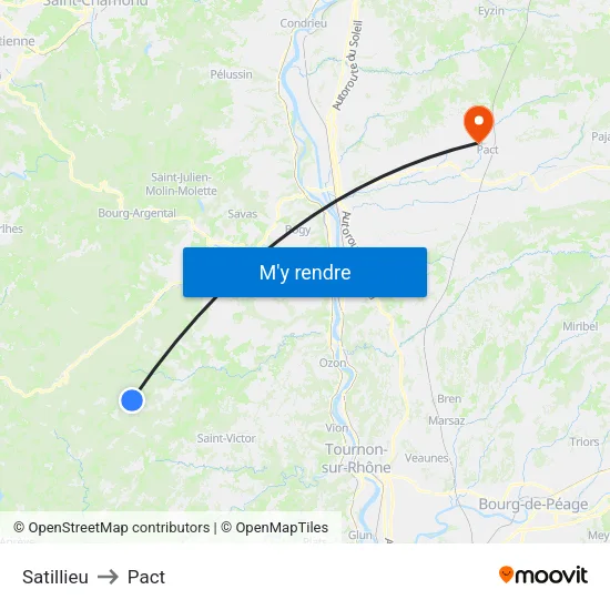 Satillieu to Pact map