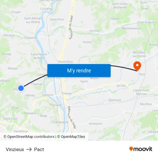 Vinzieux to Pact map