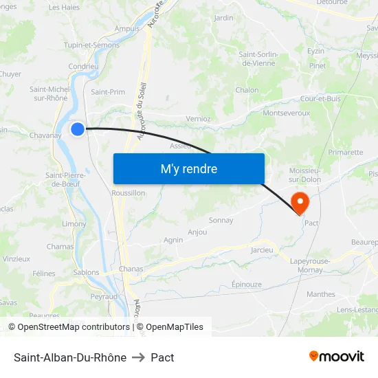 Saint-Alban-Du-Rhône to Pact map