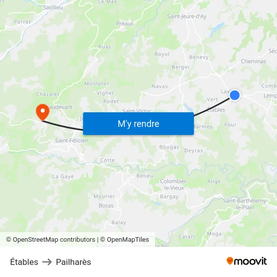 Étables to Pailharès map