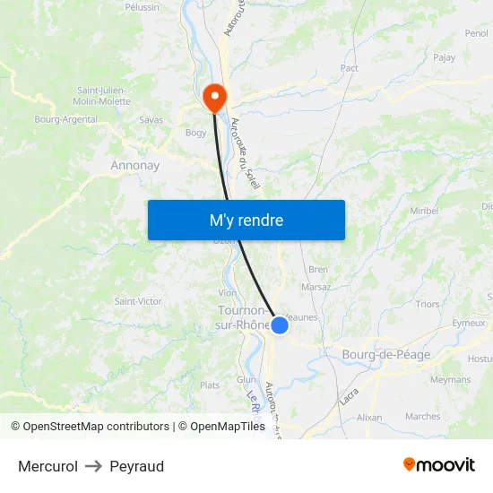 Mercurol to Peyraud map