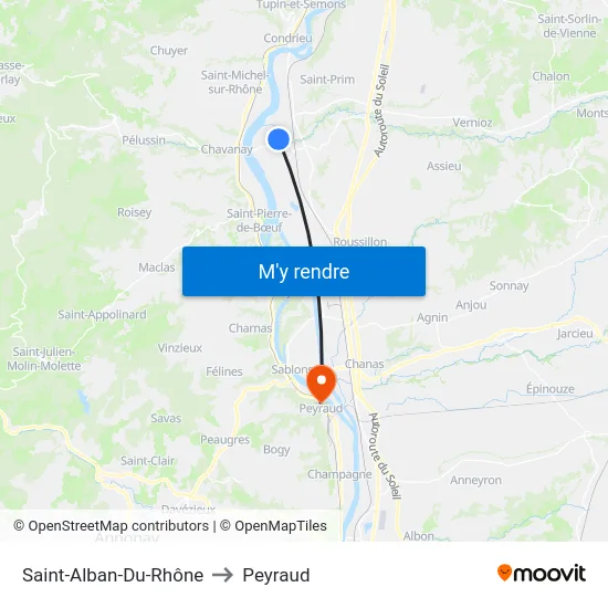 Saint-Alban-Du-Rhône to Peyraud map